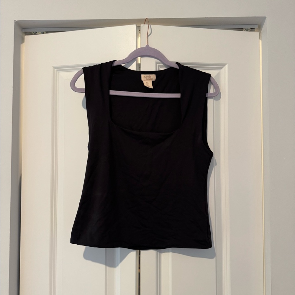 Camila Coelho Classic Black Tank Crop Top